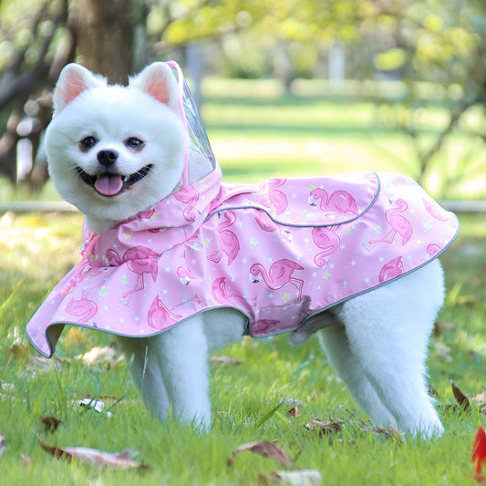 Transparent waterproof reflective dog raincoat made from PU leather