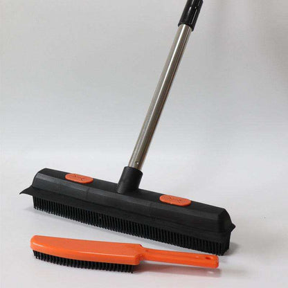 Pet hair removal mop with rubber bristles and adjustable handle