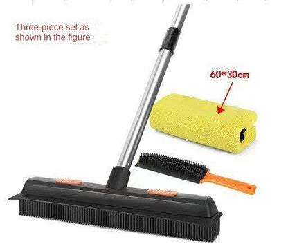 Pet hair removal mop with silicone bristles and adjustable handle