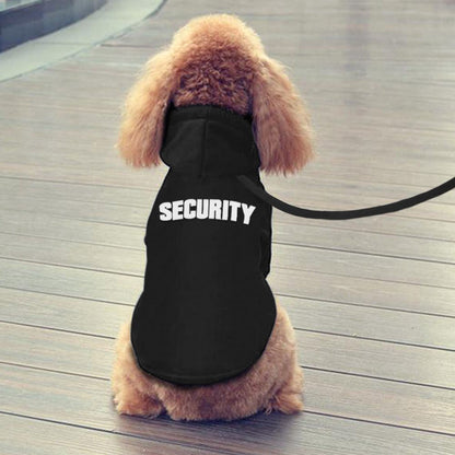 black and grey pet hoodies for dogs with security print