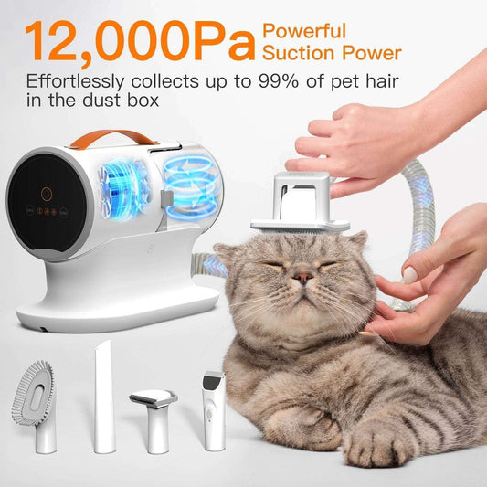 Pet intelligent beauty grooming set with vacuum and trimming tools