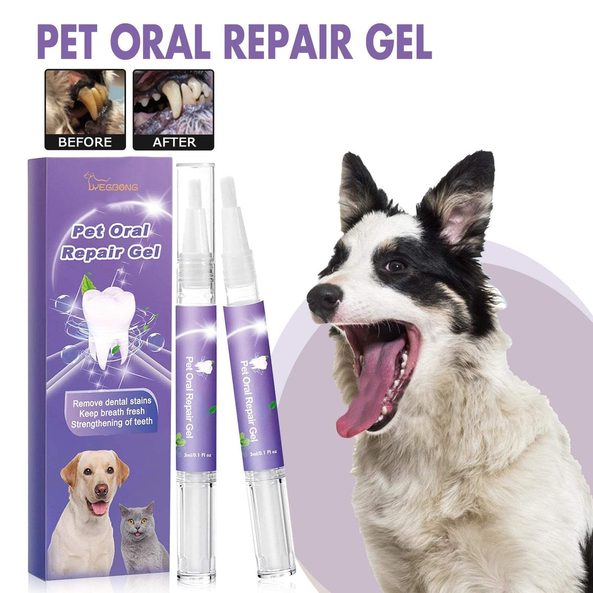 Pet oral repair gel tube for deep cleaning dog and cat teeth