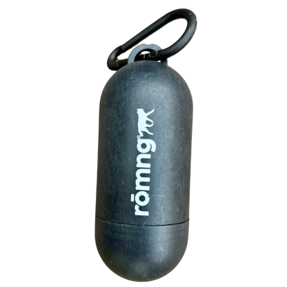 Black bamboo fiber dog poop bag dispenser with clip, eco-friendly bio-based design