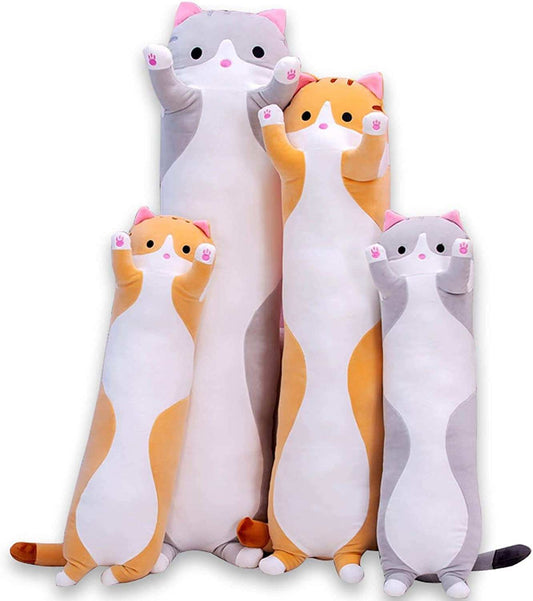 plush long cat body pillow soft cuddly stuffed toy