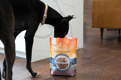 Premium raw freeze dried beef dog food with fruits and vegetables