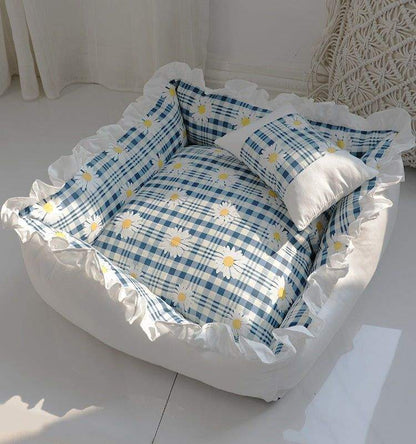Cozy princess dog bed sofa for small dogs and cats with plush wraparound design