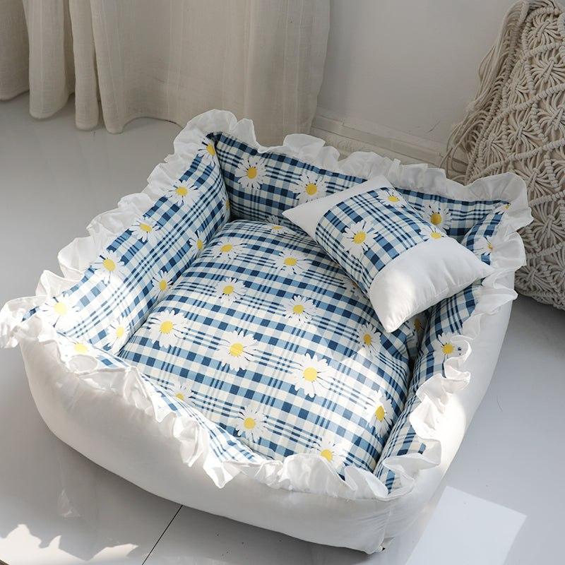 Cozy princess dog bed sofa with wraparound design for small dogs and cats