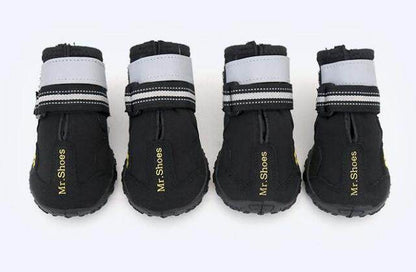 Waterproof boots black dog boots with reflective straps for medium to large dogs