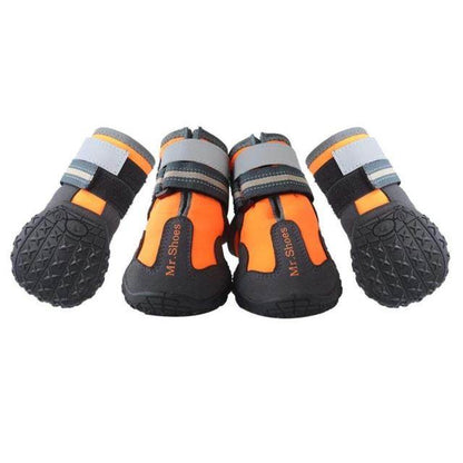 Waterproof boots orange and black dog boots with reflective straps and anti-slip soles for medium large dogs