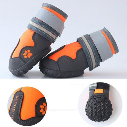 Waterproof boots orange and black dog boots with reflective straps and anti-slip soles for medium large dogs