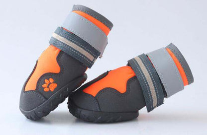 Waterproof boots orange and gray dog boots with anti-slip sole and reflective straps for medium large dogs
