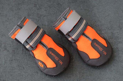 Waterproof boots orange and black dog boots with reflective straps for medium and large dogs