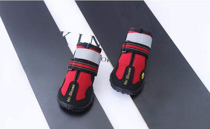 Waterproof boots red and black dog boots with reflective straps for medium and large dogs