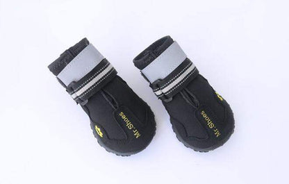 Waterproof boots black dog boots with reflective straps and anti-slip soles for medium large dogs