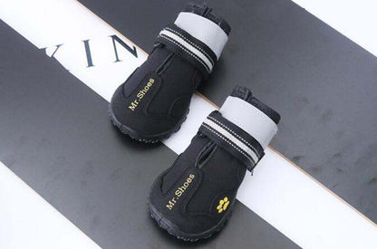 Waterproof boots black dog boots with reflective straps and anti-slip sole for medium large dogs