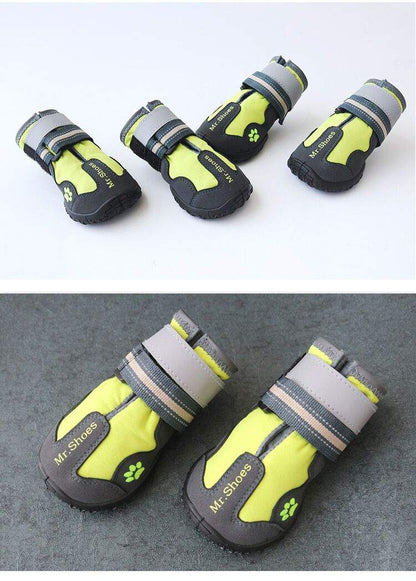 Waterproof boots yellow and black dog boots with reflective straps for medium to large dogs