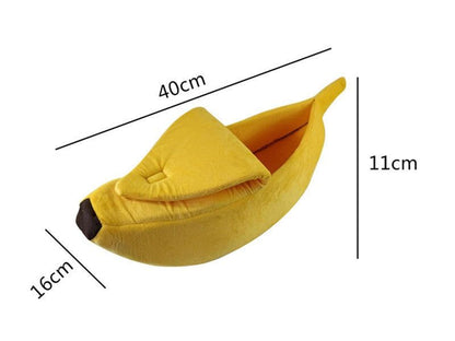 Banana Pet Bed yellow soft plush cozy pet house for cats and small dogs