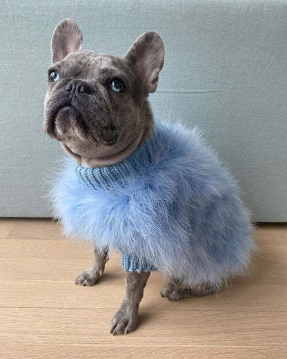 Haute Couture Feathered Luxury Pet Sweater: Stylish Warm Pet Clothes