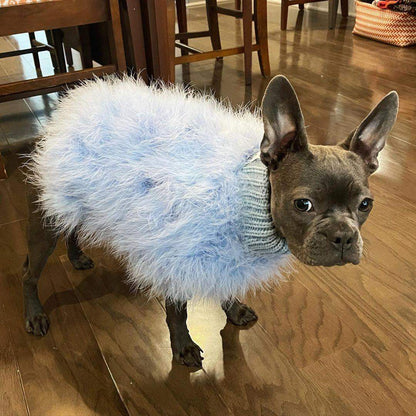 Haute Couture Feathered Luxury Pet Sweater: Stylish Warm Pet Clothes
