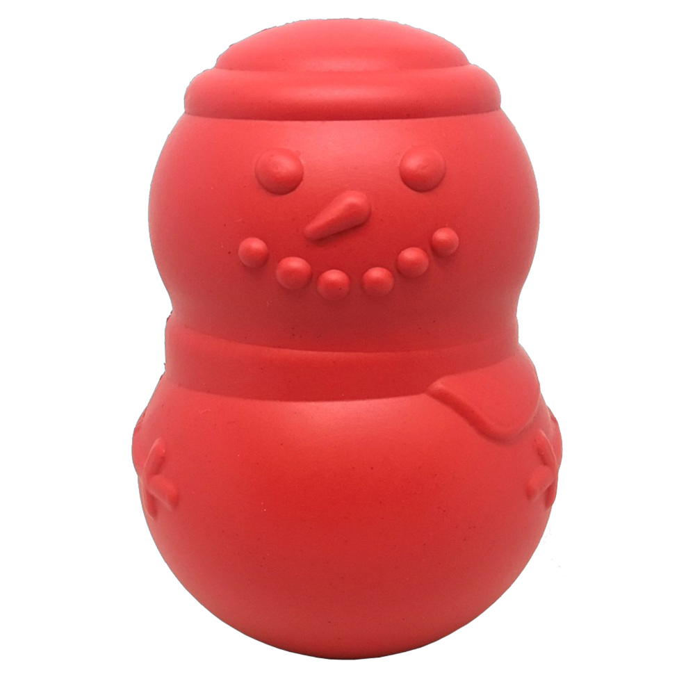 Red Snowman eDispenser durable rubber chew toy and treat dispenser for dogs