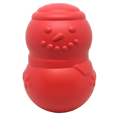 Red Snowman eDispenser durable rubber chew toy and treat dispenser for dogs