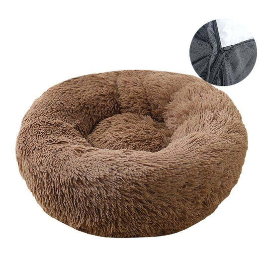 round removable washable plush dog and cat bed