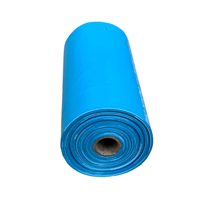 Roll of blue bio-based dog poop bags made from eco-friendly materials