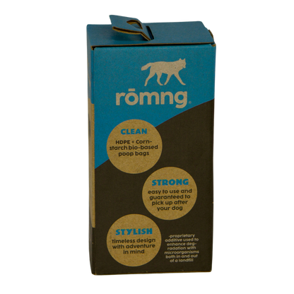 Eco-friendly bio-based dog poop bags made from HDPE and cornstarch in recyclable packaging