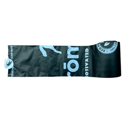 Roll of compostable dog poop bags made from plant-based materials for eco-friendly pet waste disposal
