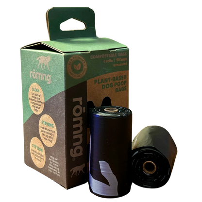 romng compostable dog poop bags plant-based eco-friendly pet waste bags with recycled paper box and black rolls