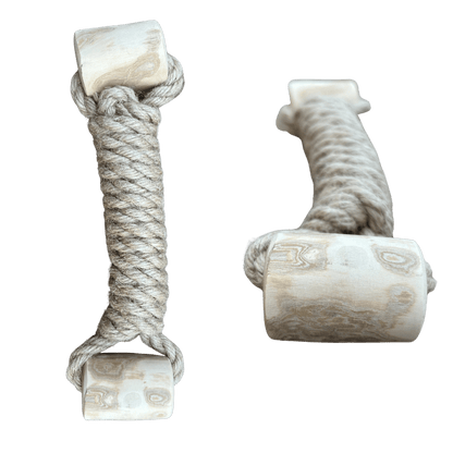 eco-friendly hemp rope and coffee wood durable interactive dog toy for chewing and tugging