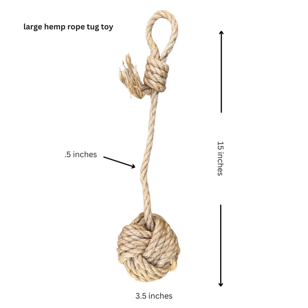 large hemp rope dog tug-toy 15 inches eco-friendly durable natural material