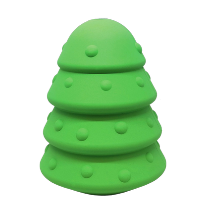Green Christmas Tree Toy durable rubber chew toy and treat dispenser for dogs