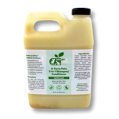 4-Furry Pets 2-in-1 natural shampoo and conditioner for pets with normal to oily skin and coat