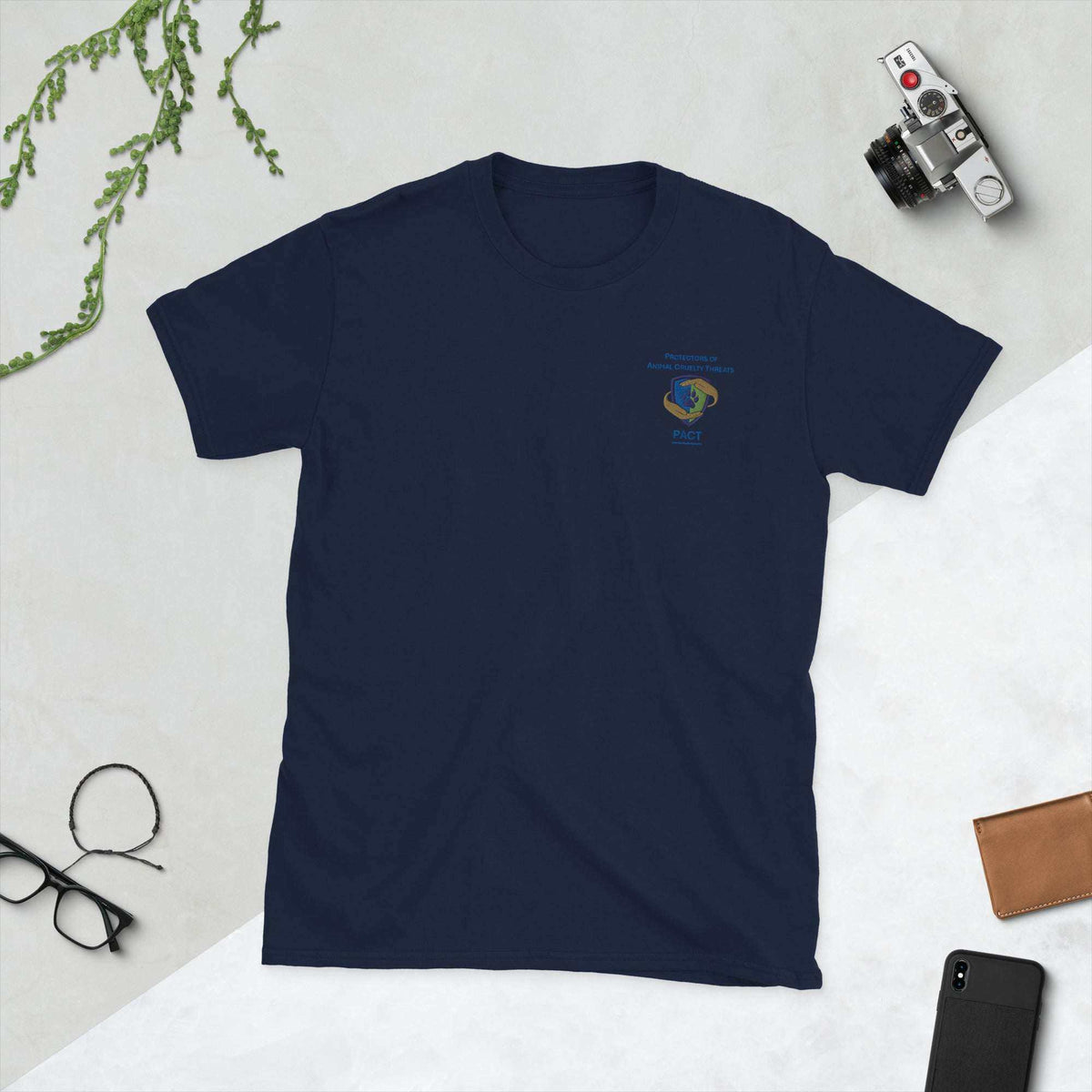 Short-sleeve unisex PACT branded cotton t-shirt in white