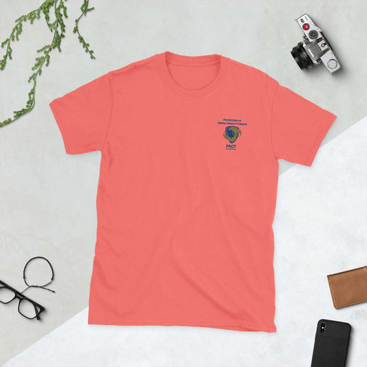 PACT branded short-sleeve unisex T-shirt made of soft durable cotton