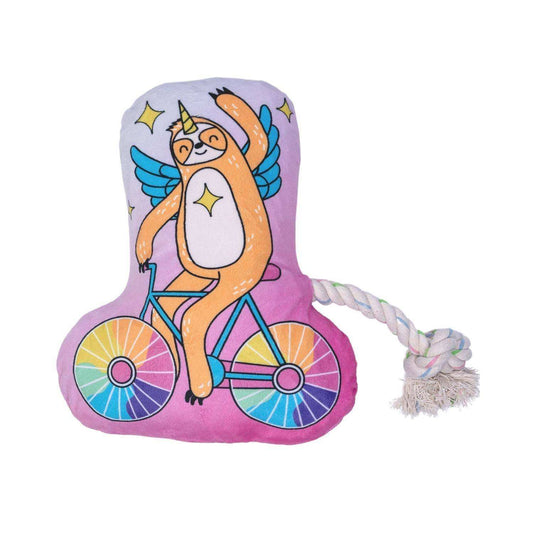 Slow Biker plush dog toy with squeaker and crinkle paper for interactive play