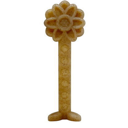 Flower Tower Nylon Chew Toy for aggressive small dogs, durable brown flower-shaped nylon wood composite, USA made enrichment chew toy