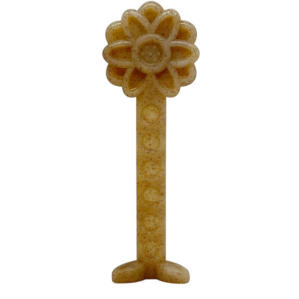 Flower Tower Nylon Chew Toy for aggressive small dogs, durable brown flower-shaped nylon wood composite, USA made enrichment chew toy