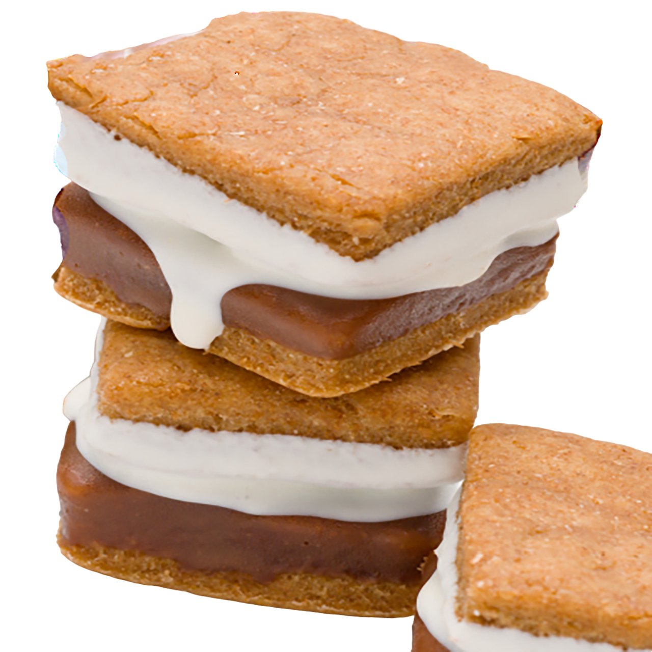 Campfire S'mores Organic Dog Treats with peanut butter, carob, and cinnamon layers