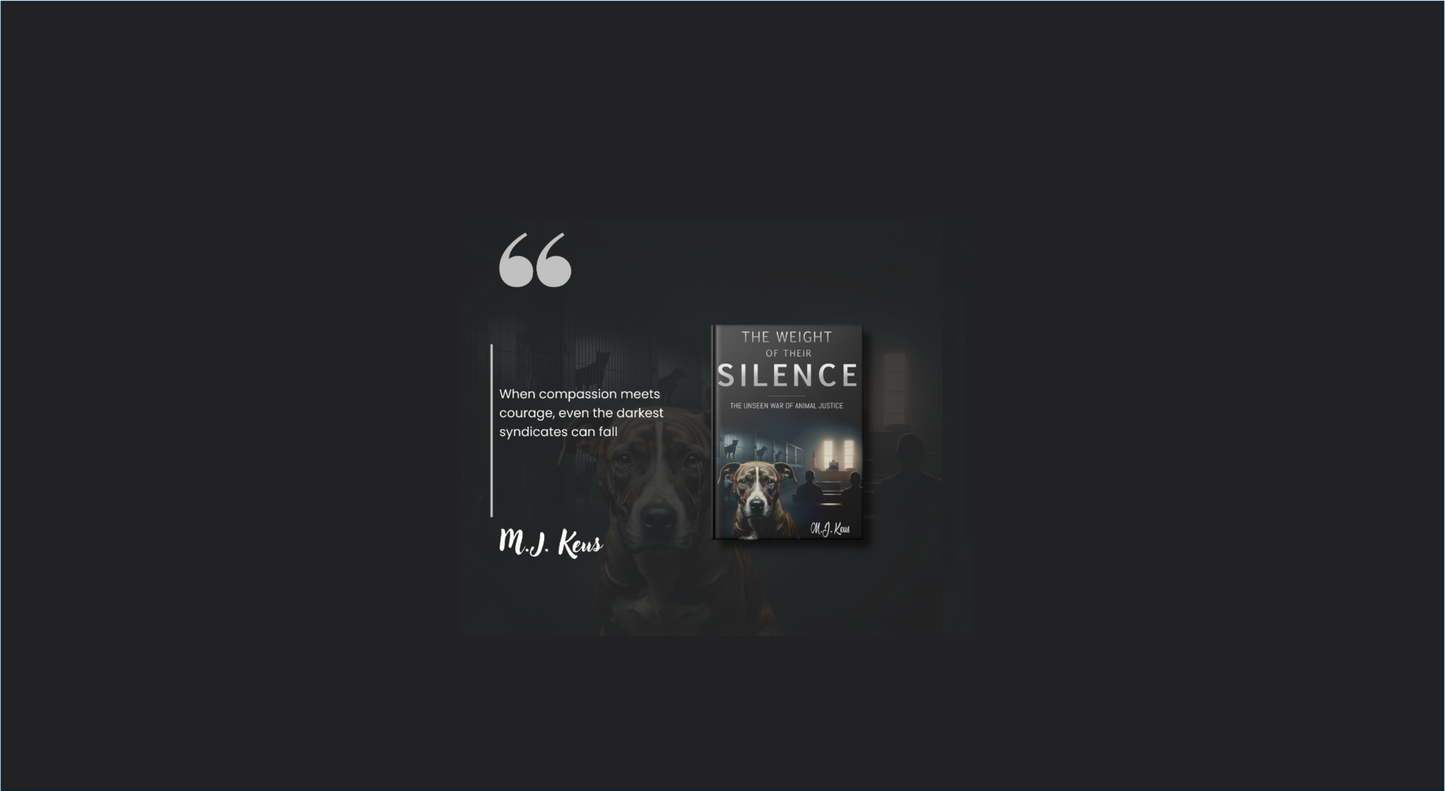Cover of The Weight of Their Silence ebook by M.J. Keus featuring themes of animal justice and legal drama