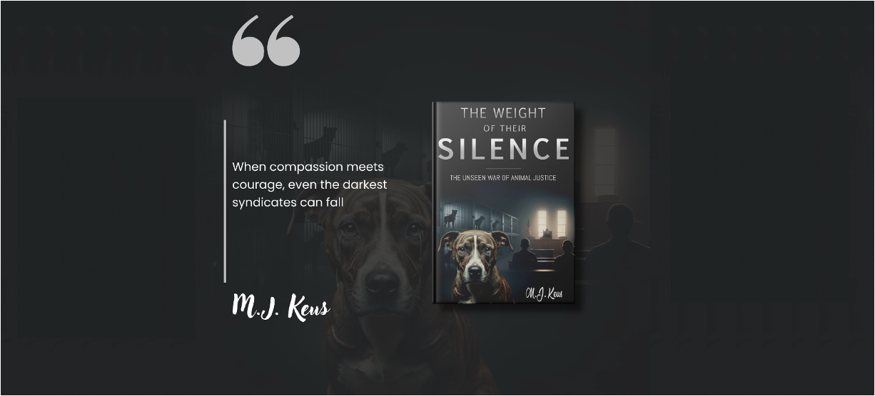 Cover of The Weight of Their Silence ebook featuring legal drama and animal justice themes by M.J. Keus
