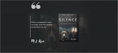 Cover of The Weight of Their Silence ebook featuring legal drama and animal justice themes by M.J. Keus