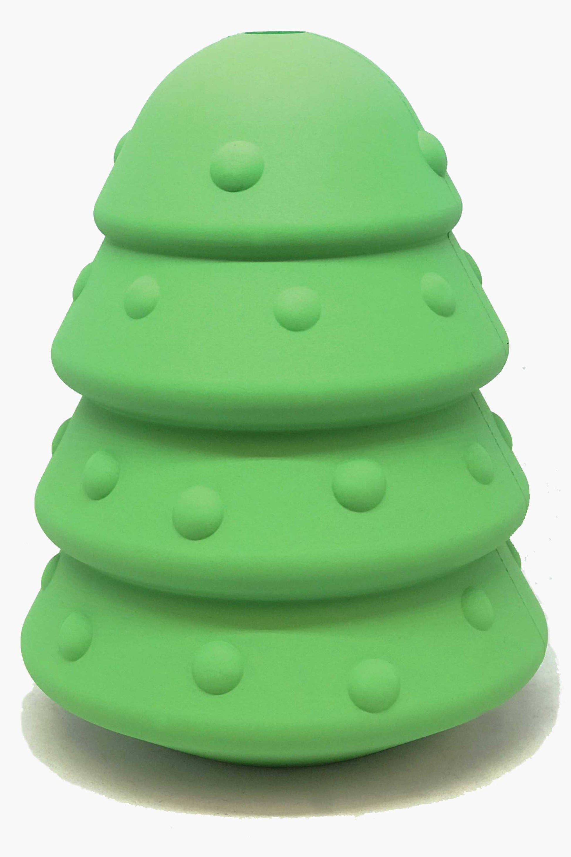 Green Christmas Tree Toy durable rubber chew toy and treat dispenser for dogs