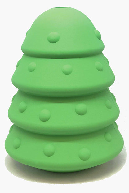 Green Christmas Tree Toy durable rubber chew toy and treat dispenser for dogs