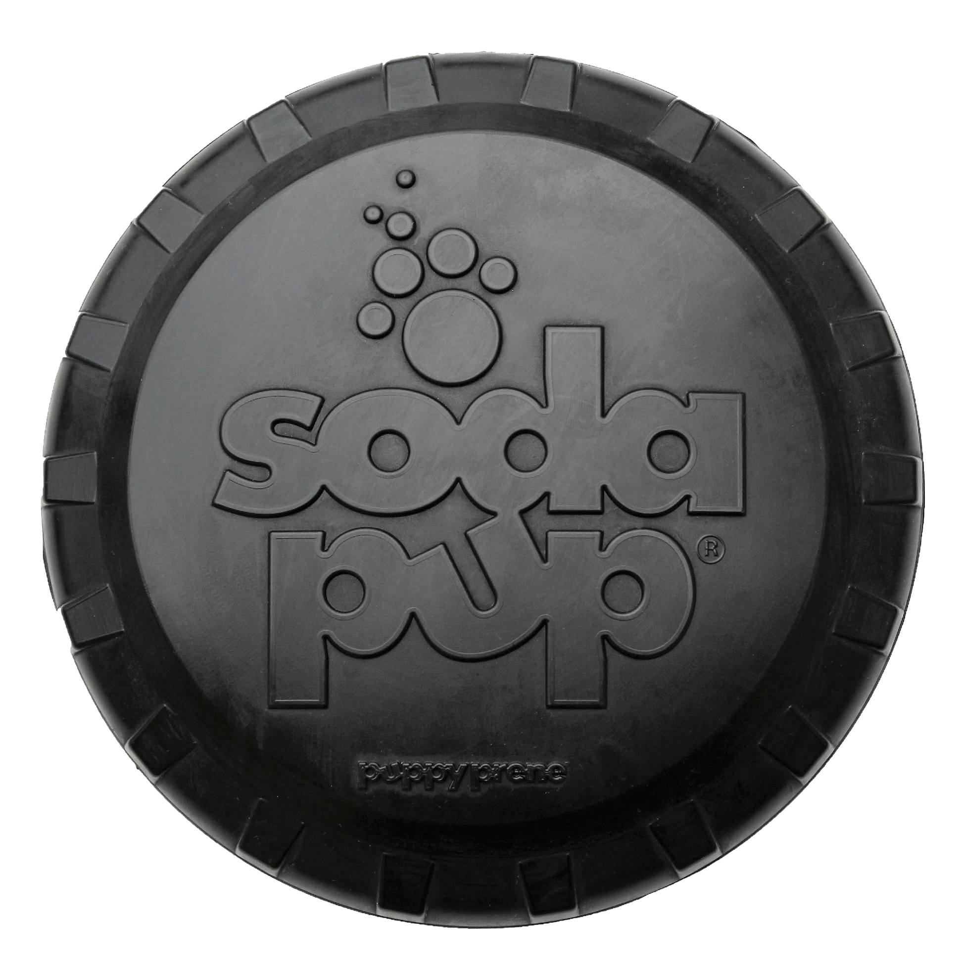 Magnum Bottle Top Flyer large black durable rubber dog retrieving frisbee