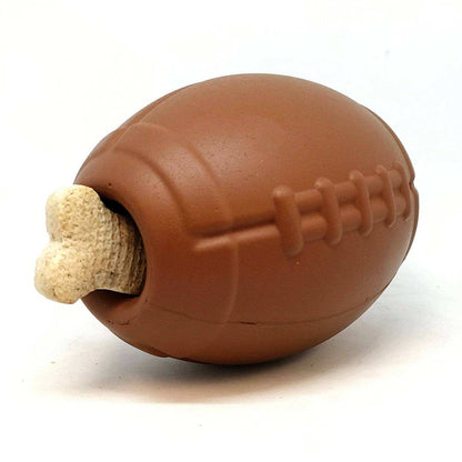 Football eDispenser durable rubber chew toy and treat dispenser for dogs