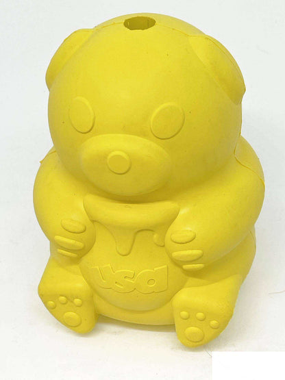 Honey Bear eDispenser durable yellow rubber dog treat dispenser toy