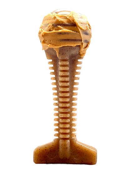 Honey Bone Dental Tower ultra-durable nylon chew toy with ridged honey dipper design for aggressive chewers and dental health.