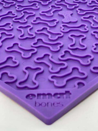 Purple Bones eMat lick mat for dogs with bone-shaped textured surface for anxiety relief and enrichment